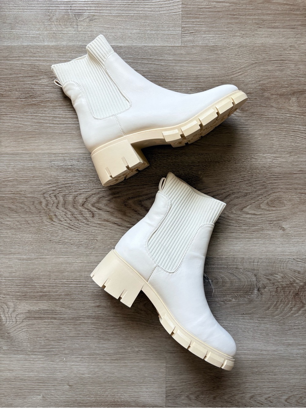 Women’s Chunky Chelsea Boots in Cream - Picture 2 of 5